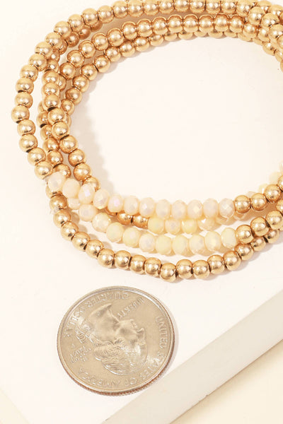 Layered Metallic Beaded Bracelet Set: WGNAT - Lulu Bella Boutique