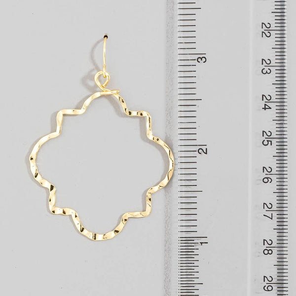 Gold Dipped Hammered Layered Wavy Hoops Dangle Earrings: GD - Lulu Bella Boutique