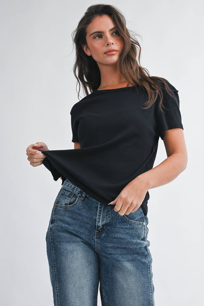 8599HK Essential Soft Crewneck Tee: Black / Contemporary / S - Lulu Bella Boutique