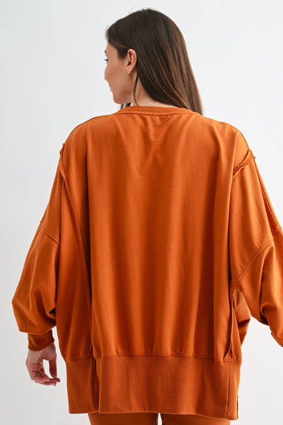 Softwash Relaxed Crewneck Long Sleeve Set with Leggings: ALMOND - Lulu Bella Boutique