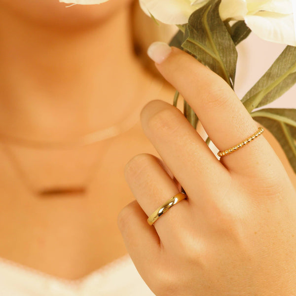Stainless Steel Blank Gold Ring: 8 / 4mm