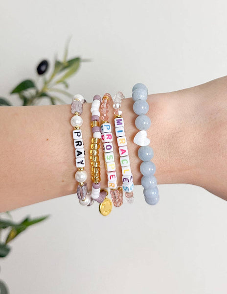 Pray Pearl Letter Bracelet: Small - Lulu Bella Boutique