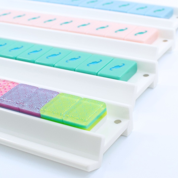 MAHJONG RACKS | Premium Acrylic | 4 Racks + 4 Pushers: Solid Magenta