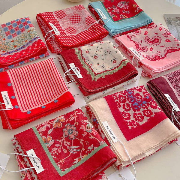 Red Passion Floral Bandana Square scarf - Lulu Bella Boutique
