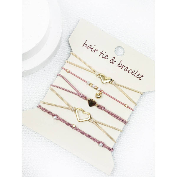 Boho Inspired Minimal Heart Hair Tie Bracelets: MIX COLOR / ONE(6) - Lulu Bella Boutique