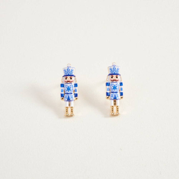 1 In Enamel Christmas Nutcracker Floral Print Post Earrings: Light Pink / ONE