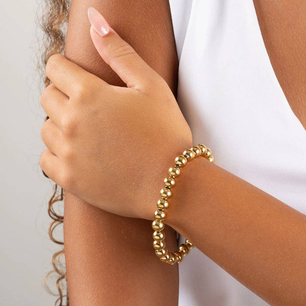 14K Gold Filled PLUS™ Metal Bead Stretch Bracelet: Gold / 6mm