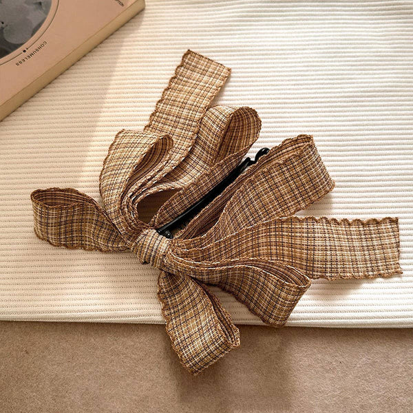 Plaid Bow Banana Clip Elegant Updo Hair Clip_CWAHA07932: Black / (OS) 1 - Lulu Bella Boutique