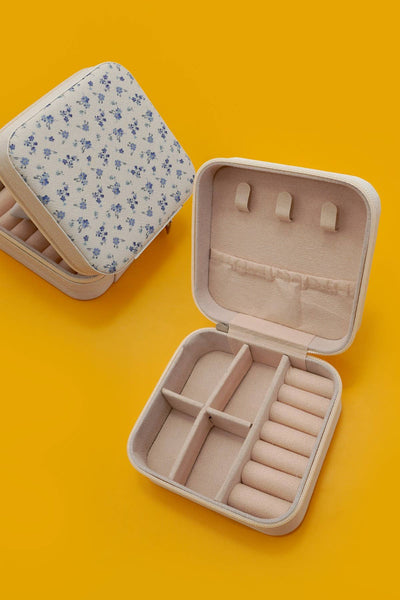 JEWELRY ORGANIZER TRAVEL BOX CASE: BOW OFF WHITE