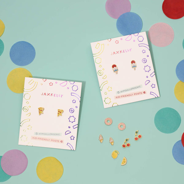Cherry Enamel Flat Back Kids Earrings