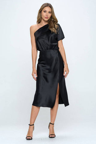 Satin One Shoulder Dress