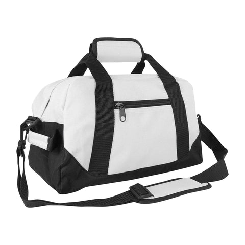 DALIX 14" Small Duffle Bag Two Toned Gym Travel Bag: White - Lulu Bella Boutique