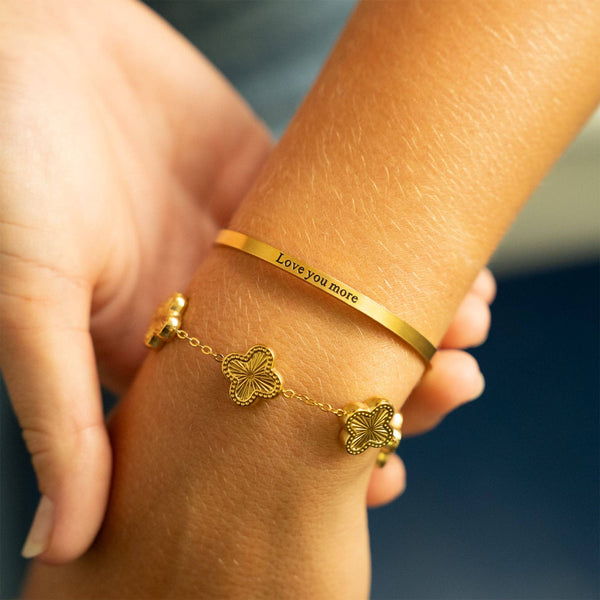 18K Gold PVD Stainless Steel Love you more Bracelet: Gold