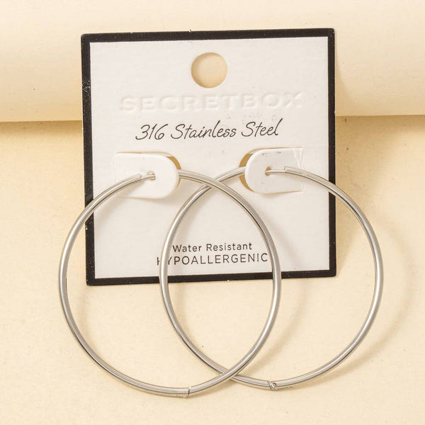 Secret Box Stainless Steel Large Thin Hinge Hoop Earrings: GD