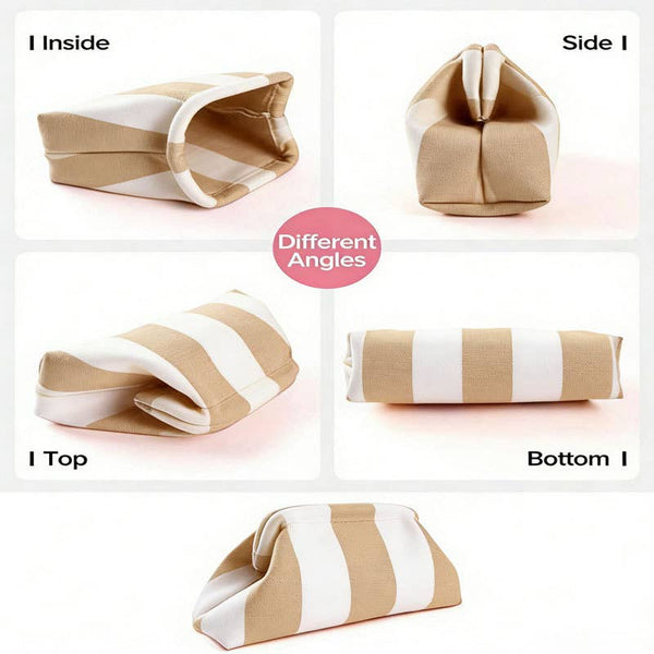 Stripe Knit Cosmetic Bag Geo Pattern Storage Clutch: DYellow / M - Lulu Bella Boutique