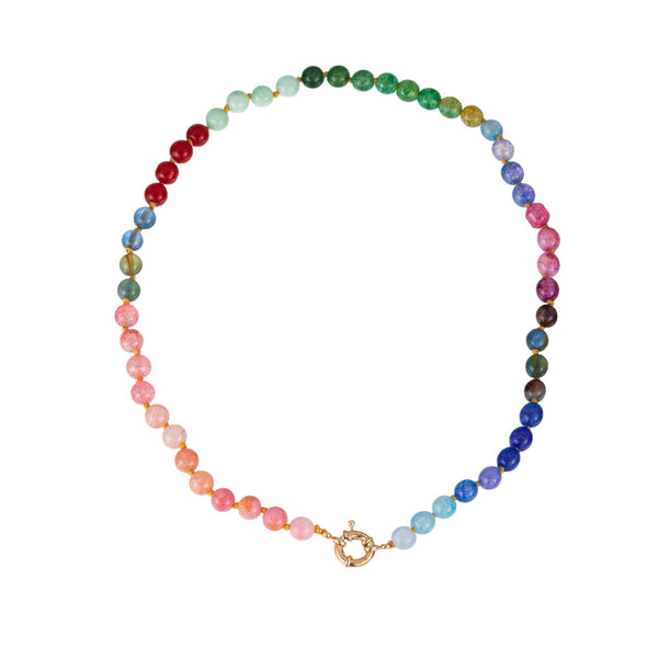 Natural Stone Semi-Precious Glass Mixed Necklace | 40NK9659: B - Lulu Bella Boutique