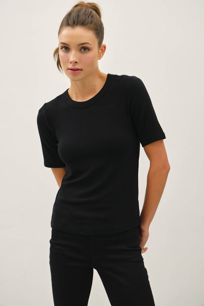 ULTRA SOFT BASIC SHORT SLEEVE TOP: Black - Lulu Bella Boutique