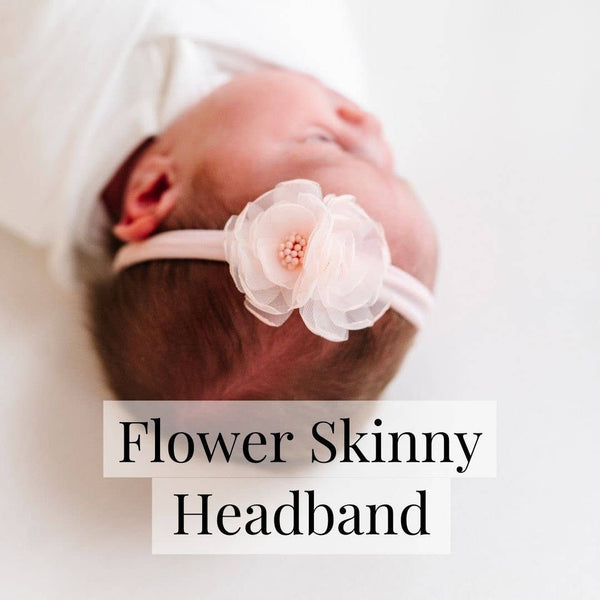 Baby Bling® Flower Skinny soft nylon headband: Magnolia Dusty Blue