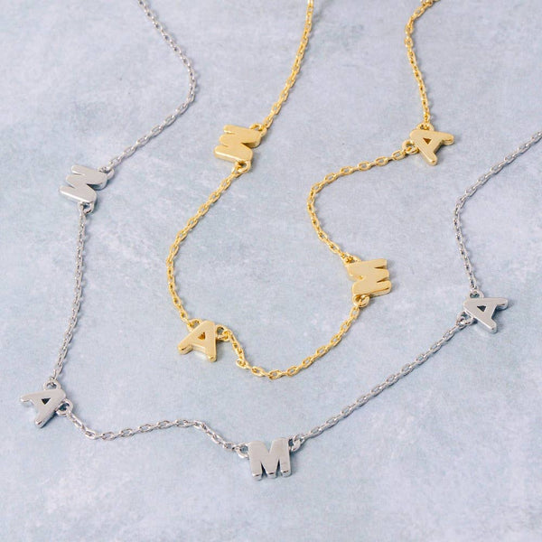 Dainty Mama Print Charm Necklace: G - Lulu Bella Boutique