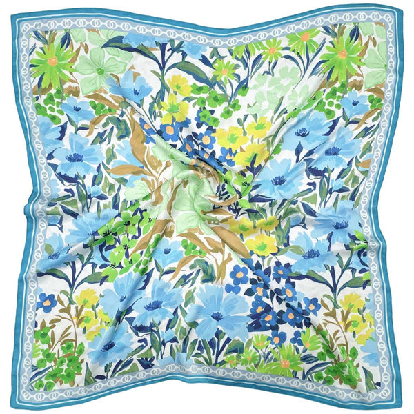 FLORAL PRINT SQUARE SCARF, WLQS 149: BLU - Lulu Bella Boutique