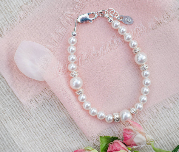 Sophia - Sterling Silver Pearl Baby & Children's Bracelet: Small 0-12m