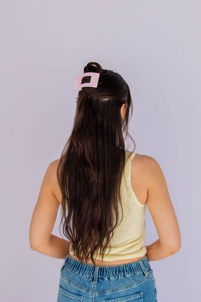 Rectangle Cutout Claw Clip: Pink - Lulu Bella Boutique