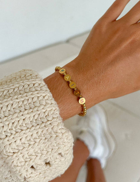 Gold Faith Letter Bracelet: Small - Lulu Bella Boutique