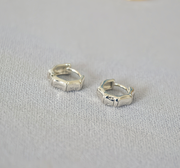 E119 gold hoop earrings, huggie earrings, huggie hoops: Silver