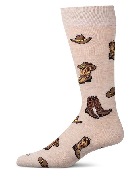 Cowboy Boots Men`s Bamboo Crew: Ivory Heather / 10-13
