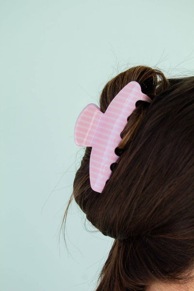Pink Stripe Claw Clip - Lulu Bella Boutique