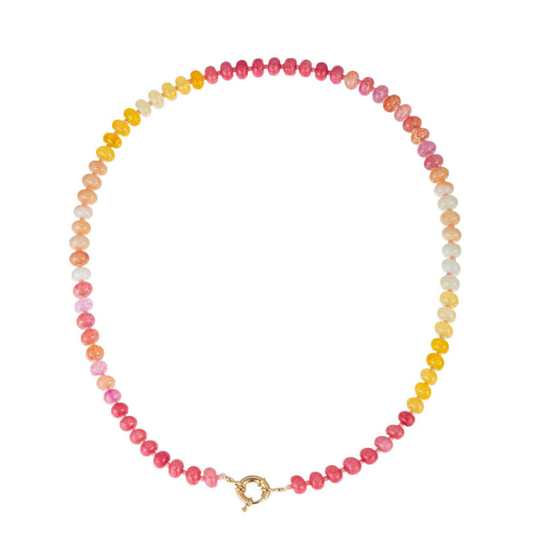 Natural Stone Semi-Precious Glass Mixed Necklace | 40NK9659: B - Lulu Bella Boutique