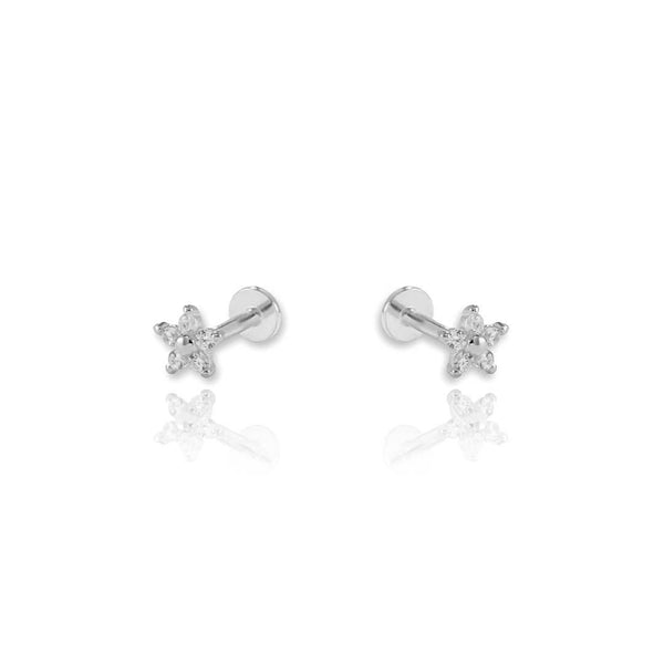 Flower Screw Flat Back Cartilage Earrings: 14k Gold