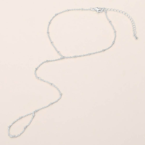 Delicate Beaded Hand Chain Bracelet: Rhodium - Lulu Bella Boutique