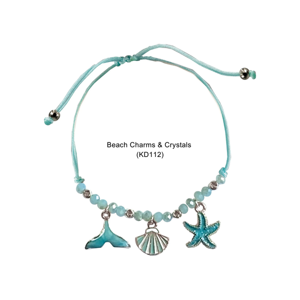Kids Corded & Colorful Bracelets | Tie + Stretch: Pink Clay & Rose Quartz Rock Chip (KD107) - Lulu Bella Boutique