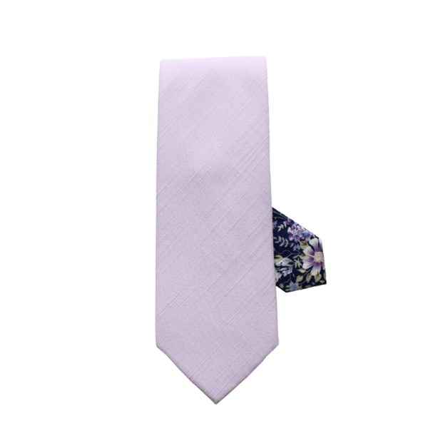 Lilac Two-Tone Solid & Purple Floral Tail Tie