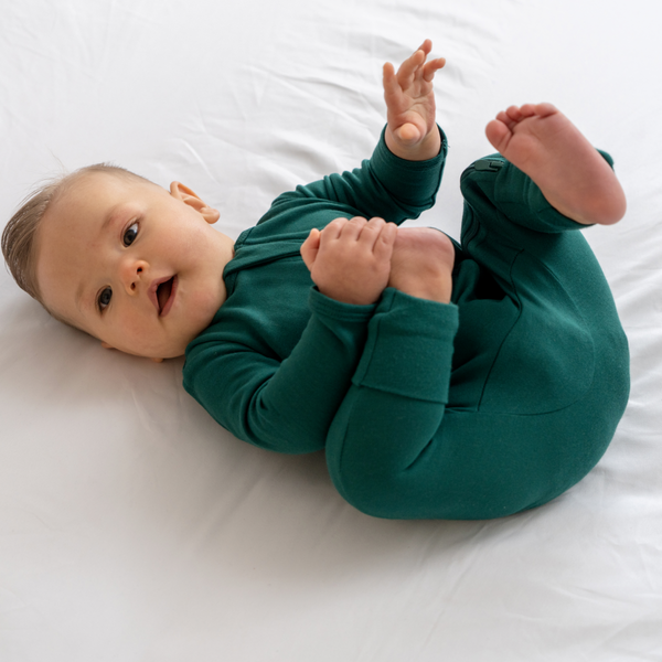 Infant Bamboo Pajamas w/ DreamCuffs™: 3 - 6 Months / Forest Green