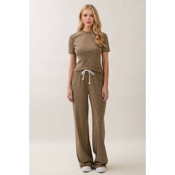 Everyday Ease Striped Lounge Set: Olive