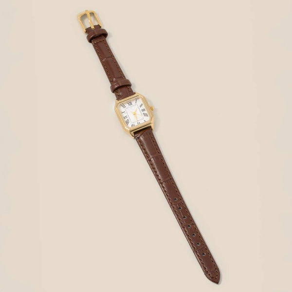 Thin Leather Strap Vintage Square Watch: BKSB