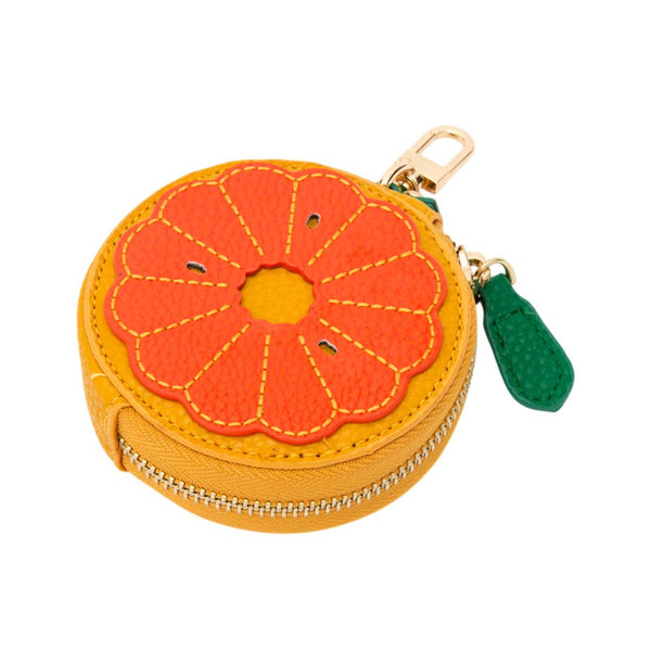 Faux Leather Orange Keychain / Bag Charm / Coin Purse - Lulu Bella Boutique