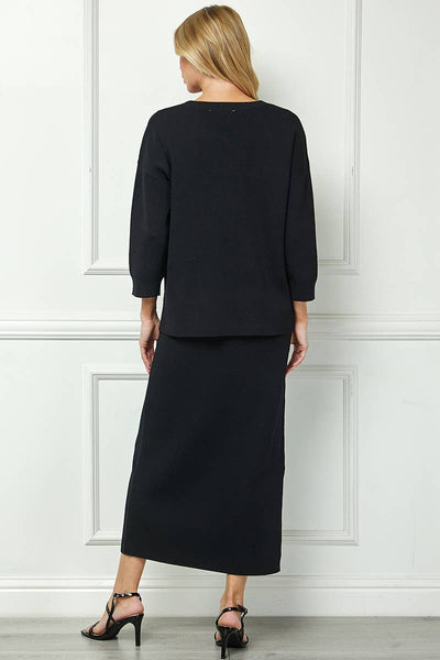 D5951 Cool-touch knit relaxed sweater dress: BLACK / S-M-L (2-2-2) - Lulu Bella Boutique