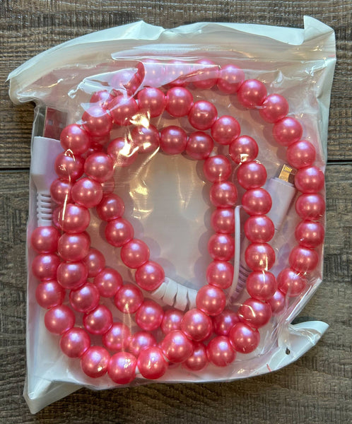 Beaded Phone Charger with Lightning & USB-C Cable: Greens