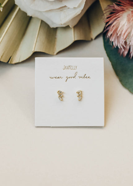 Offset Trio - White CZ - Gold Earrings - Lulu Bella Boutique