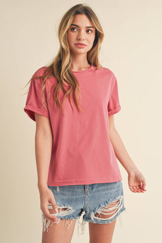 Mali Baby Tee Short Sleeve Top: Rose - Lulu Bella Boutique