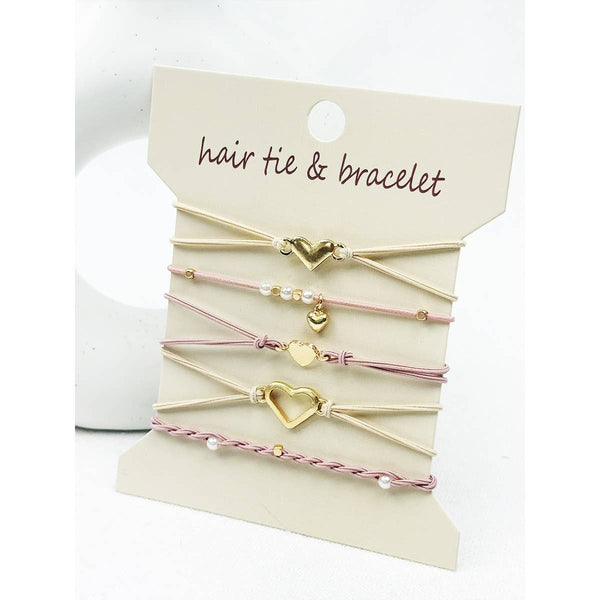 Boho Inspired Minimal Heart Hair Tie Bracelets: MIX COLOR / ONE(6) - Lulu Bella Boutique