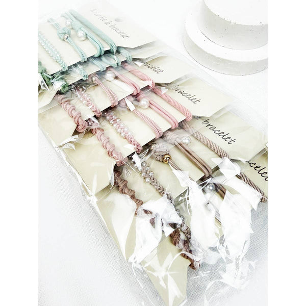 Boho Inspired Pearl Detail Hair Tie Bracelets: MIX COLOR / ONE(6) - Lulu Bella Boutique