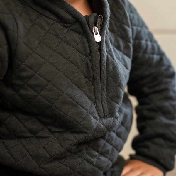 Quilted Organic Cotton Top & Pants Set - Shadow