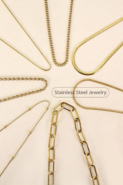 STAINLESS STEEL WATERPROOF TARNISH FREE NECKLACE | 40NK318: BOX - Lulu Bella Boutique