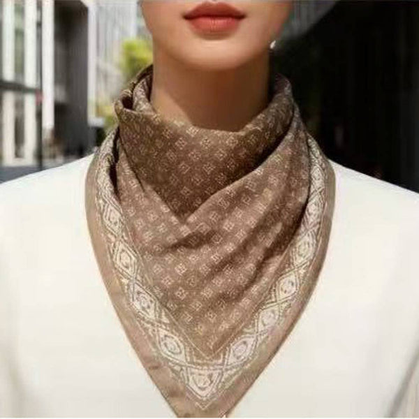 PATTERN SILK LIKE SILKY BANDANA SQUARE NECK SCARF, LVSC 266: BK - Lulu Bella Boutique