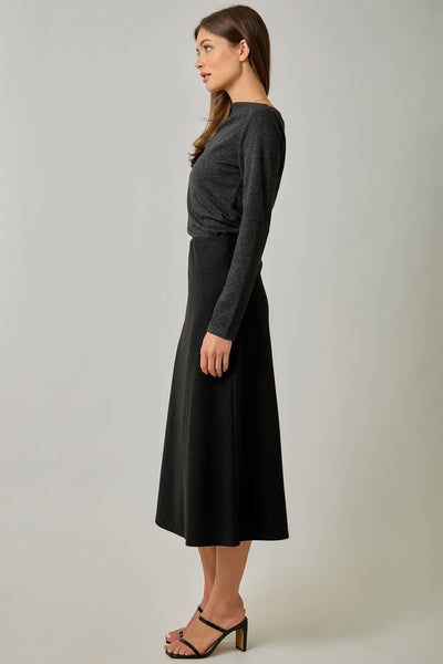 Essential Wool Blend Midi Skirt: Black