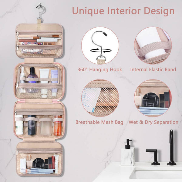 WOMEN HANGING TRAVEL TOILETRY BAG_CWAB2352: Pink / (OS) 1 - Lulu Bella Boutique